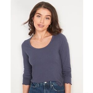 Old Navy Blue Slim Fit Rib Knit Long Sleeve Top